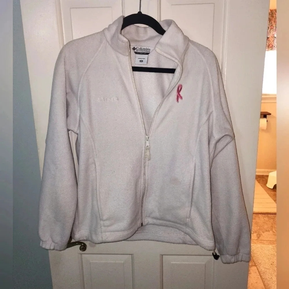 Womens Columbia fleece jacket breast cancer awareness